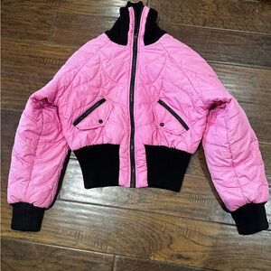 Vintage bebe sport Pink and Black Quilted Puffer Jacket